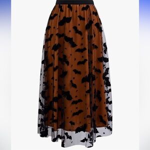 Black and Brown Bat Print Skirt